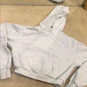 SKIMS Heather Gray Women's Cropped Hoodie